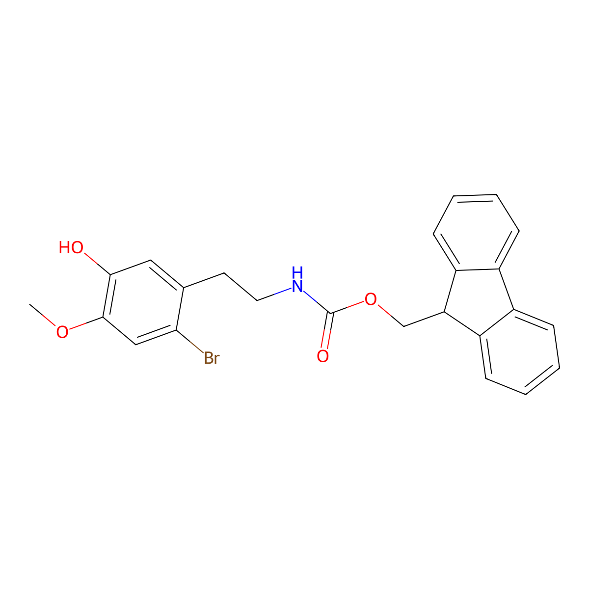 (9H-fluoren-9-yl)methyl N-[2-(2-bromo-5-hydroxy-4-methoxyphenyl)ethyl]carbamate molecular structure, CAS 2763947-27-7
