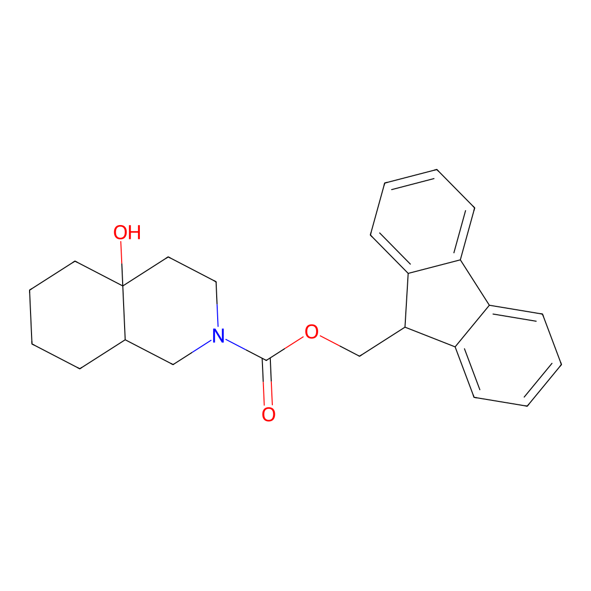 rac-(9H-fluoren-9-yl)methyl (4aR,8aR)-4a-hydroxy-decahydroisoquinoline-2-carboxylate molecular structure, CAS 2763947-28-8