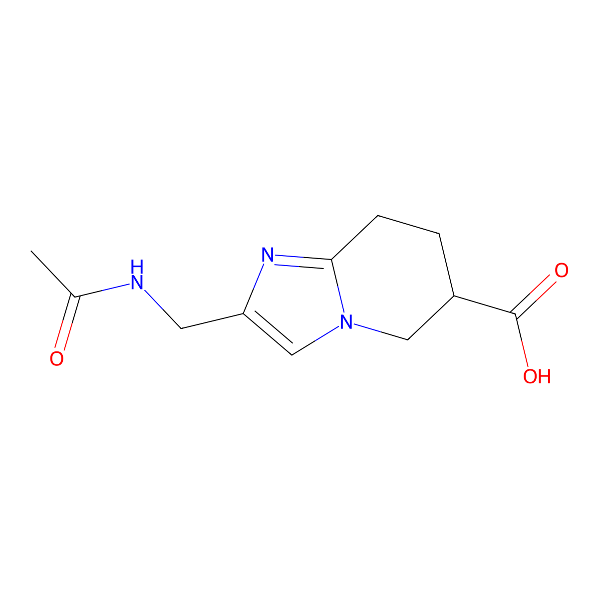 2-(acetamidomethyl)-5H,6H,7H,8H-imidazo[1,2-a]pyridine-6-carboxylic acid molecular structure, CAS 2763947-33-5