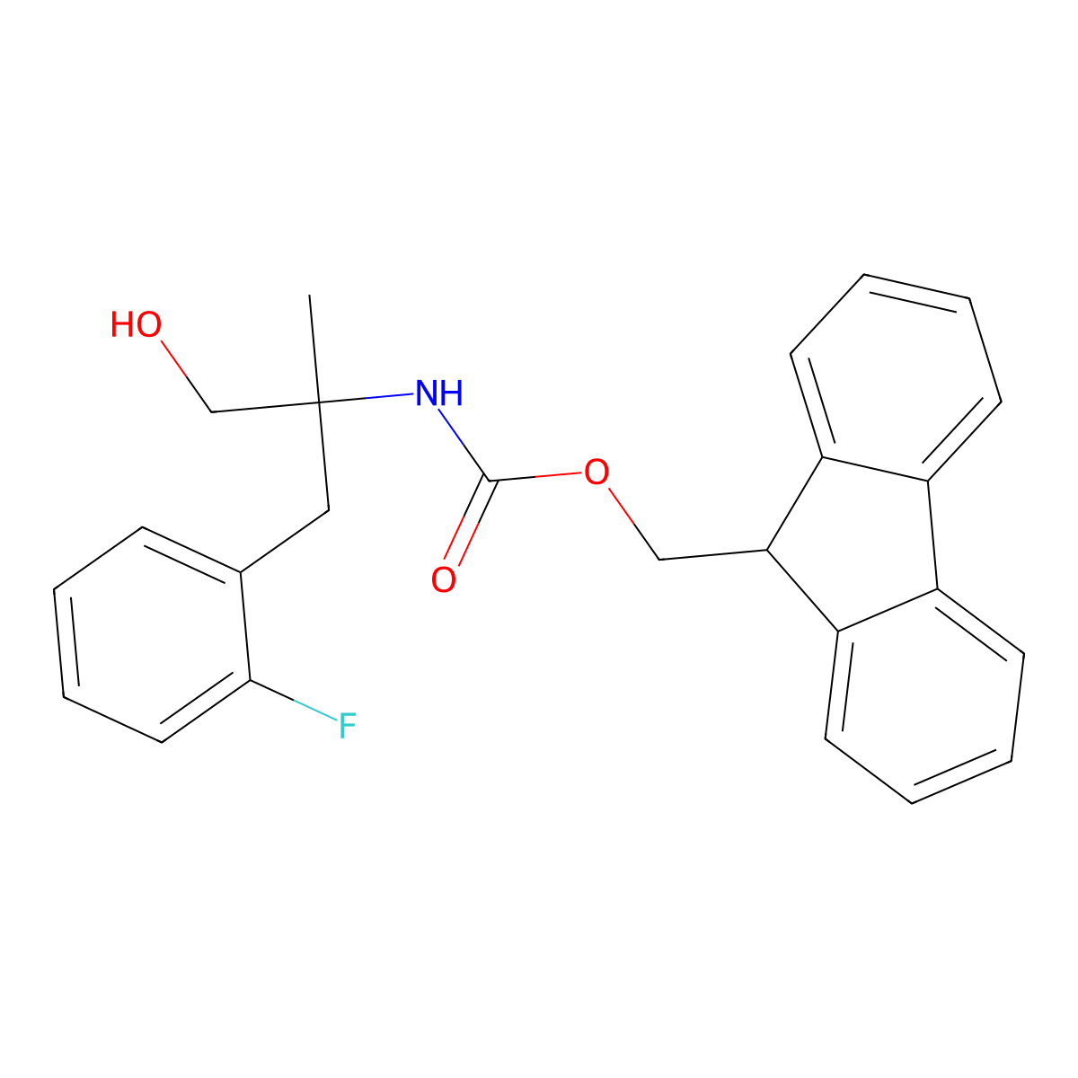 (9H-fluoren-9-yl)methyl N-{2-[(2-fluorophenyl)methyl]-1-hydroxypropan-2-yl}carbamate molecular structure, CAS 2763947-34-6