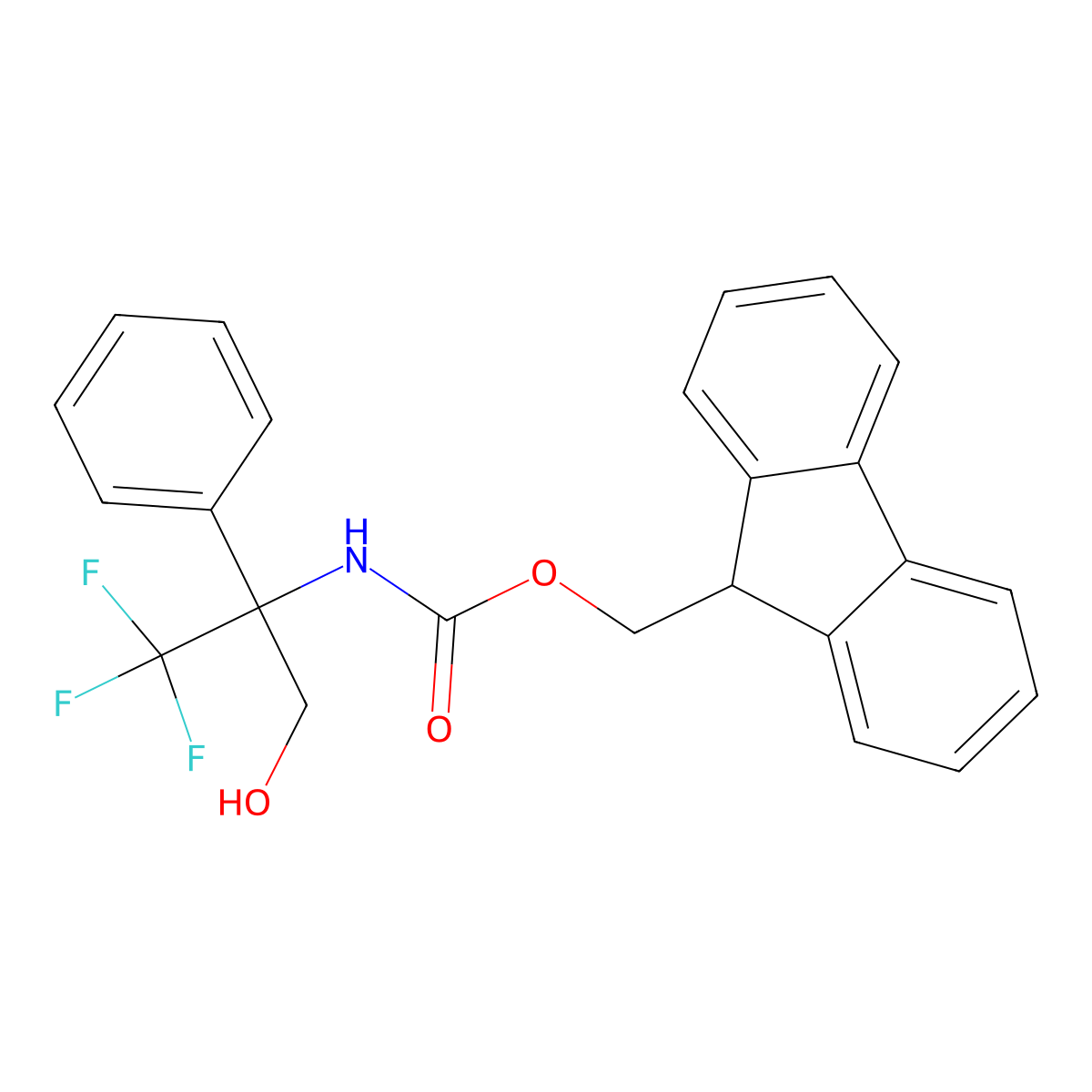 (9H-fluoren-9-yl)methyl N-(1,1,1-trifluoro-3-hydroxy-2-phenylpropan-2-yl)carbamate molecular structure, CAS 2763947-36-8