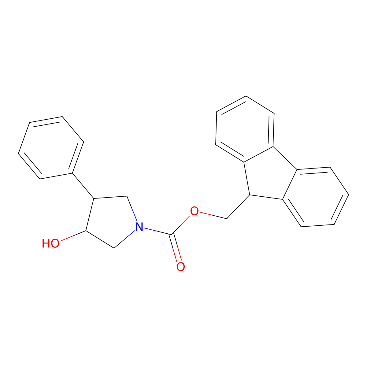rac-(9H-fluoren-9-yl)methyl (3R,4S)-3-hydroxy-4-phenylpyrrolidine-1-carboxylate molecular structure, CAS 2763947-40-4