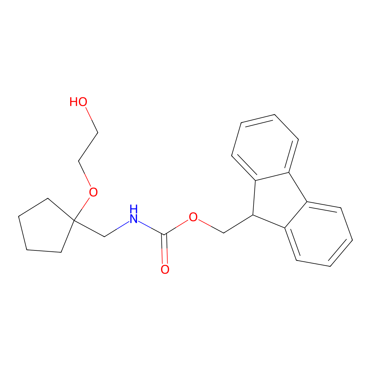 (9H-fluoren-9-yl)methyl N-{[1-(2-hydroxyethoxy)cyclopentyl]methyl}carbamate molecular structure, CAS 2763947-41-5