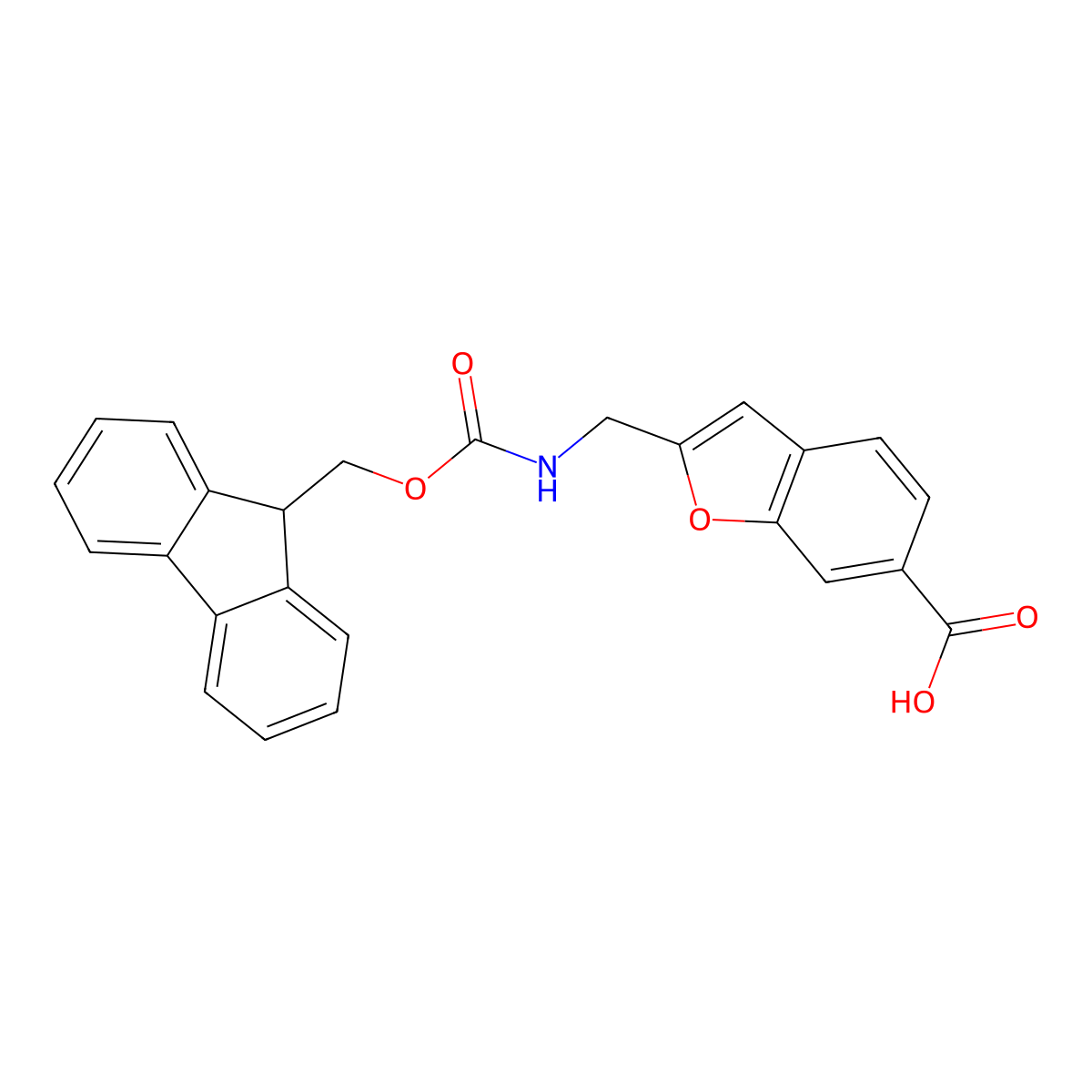 2-[({[(9H-fluoren-9-yl)methoxy]carbonyl}amino)methyl]-1-benzofuran-6-carboxylic acid molecular structure, CAS 2763947-44-8