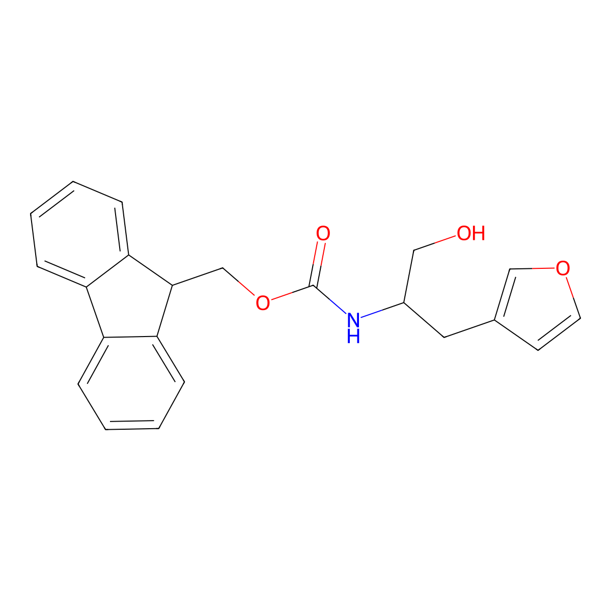 (9H-fluoren-9-yl)methyl N-[1-(furan-3-yl)-3-hydroxypropan-2-yl]carbamate molecular structure, CAS 2763947-54-0