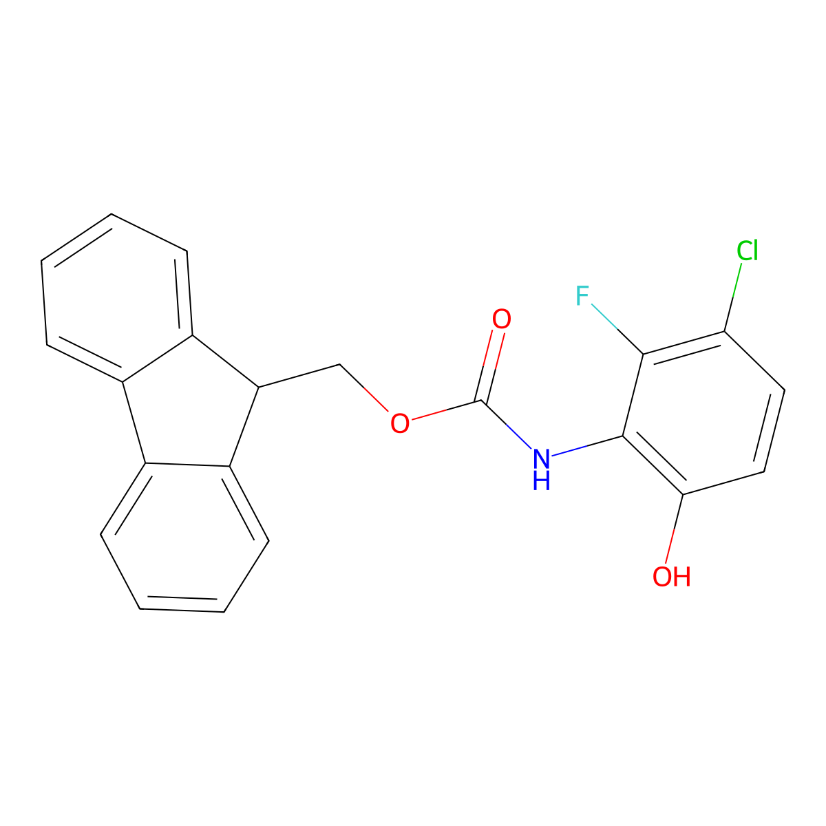 (9H-fluoren-9-yl)methyl N-(3-chloro-2-fluoro-6-hydroxyphenyl)carbamate molecular structure, CAS 2763947-55-1
