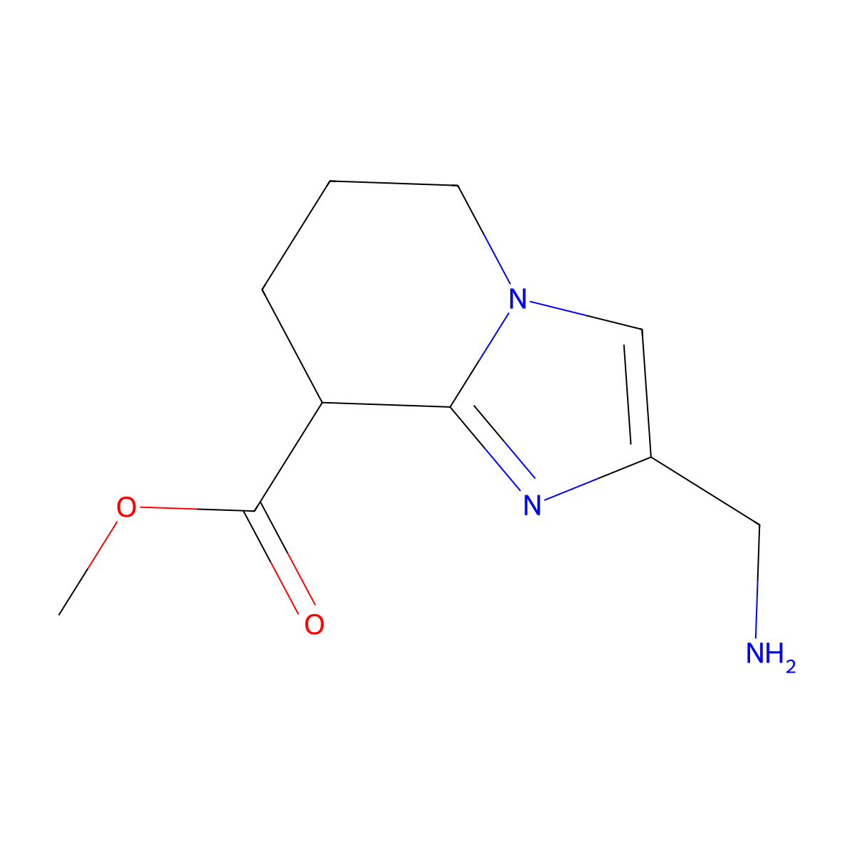 methyl 2-(aminomethyl)-5H,6H,7H,8H-imidazo[1,2-a]pyridine-8-carboxylate molecular structure, CAS 2763947-56-2