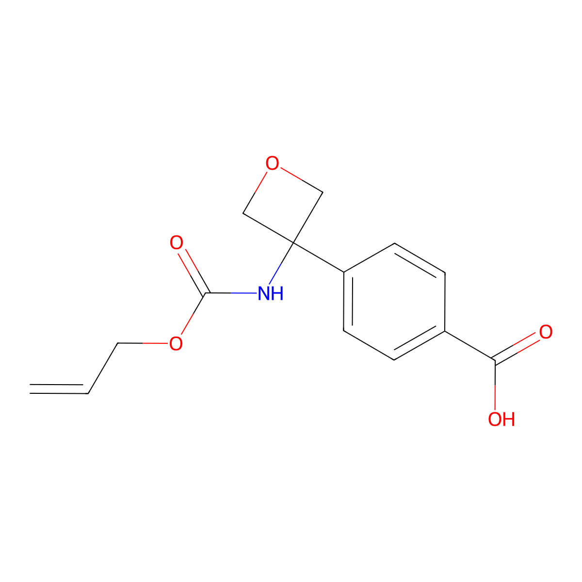 4-(3-{[(Prop-2-en-1-yloxy)carbonyl]amino}oxetan-3-yl)benzoic acid molecular structure, CAS 2763947-60-8