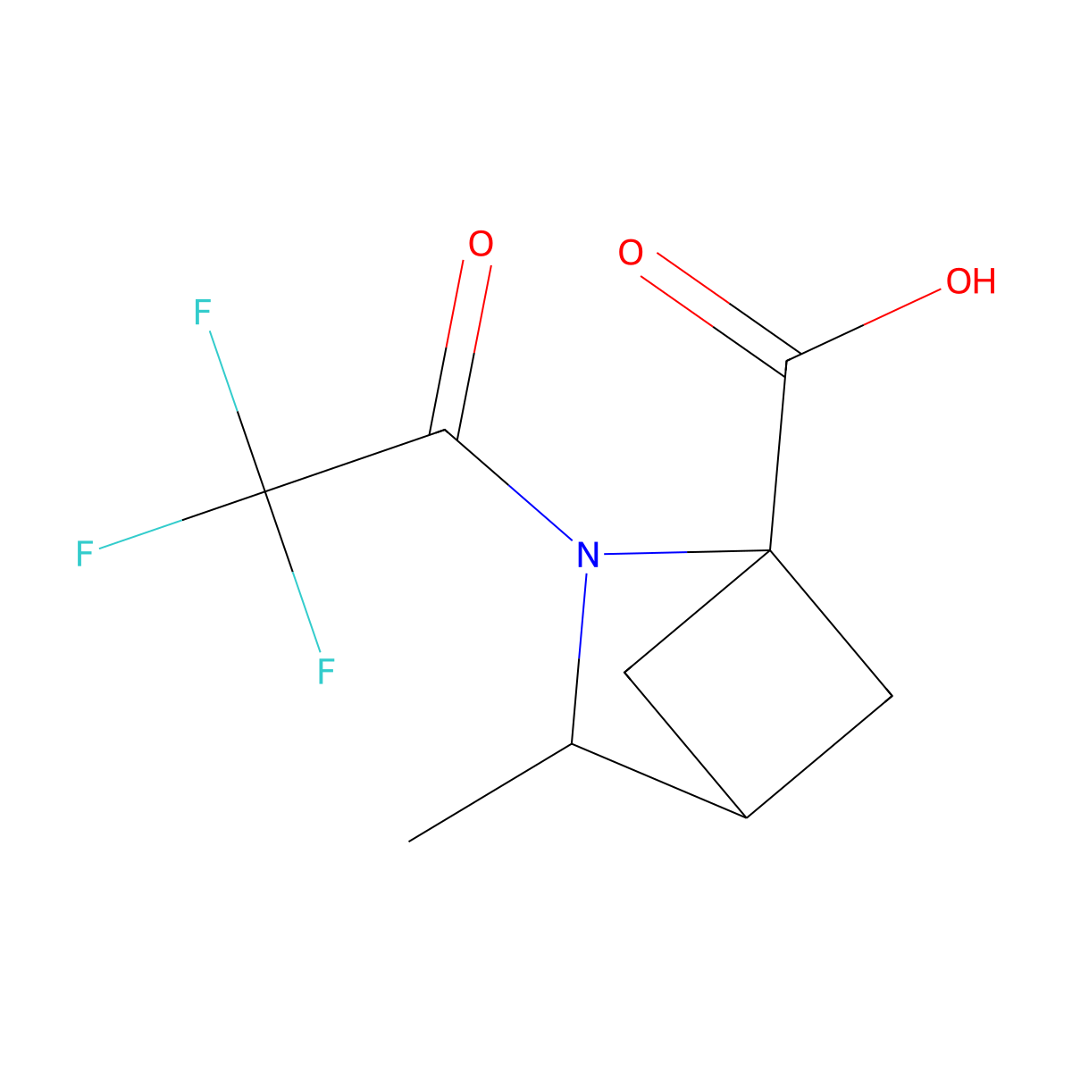 3-Methyl-2-(2,2,2-trifluoroacetyl)-2-azabicyclo[2.1.1]hexane-1-carboxylic acid molecular structure, CAS 2763947-64-2