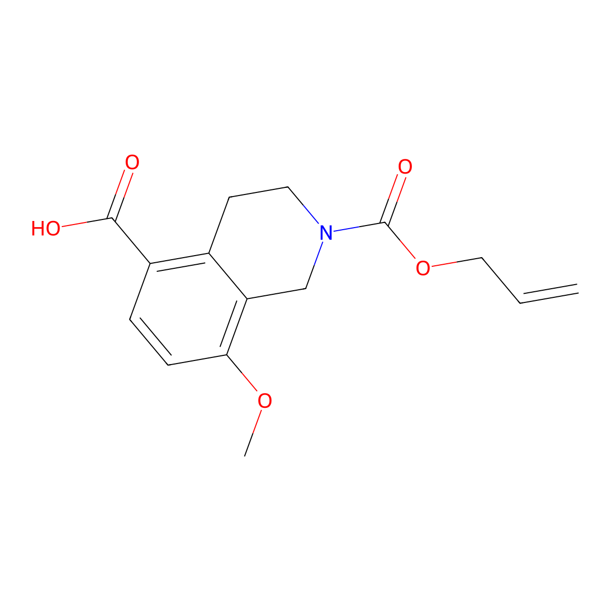 8-Methoxy-2-[(prop-2-en-1-yloxy)carbonyl]-1,2,3,4-tetrahydroisoquinoline-5-carboxylic acid molecular structure, CAS 2763947-69-7