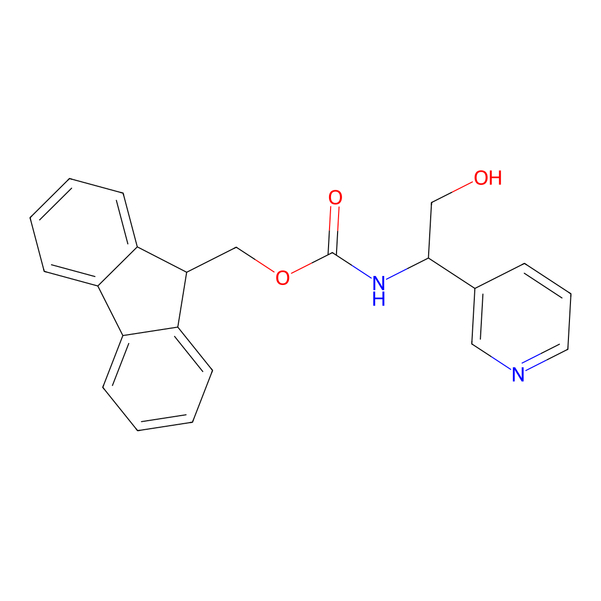 (9H-fluoren-9-yl)methyl N-[2-hydroxy-1-(pyridin-3-yl)ethyl]carbamate molecular structure, CAS 2763947-71-1