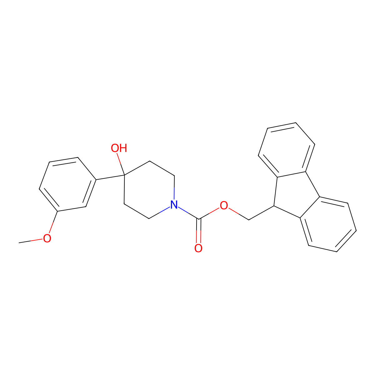 (9H-fluoren-9-yl)methyl 4-hydroxy-4-(3-methoxyphenyl)piperidine-1-carboxylate molecular structure, CAS 2763947-73-3