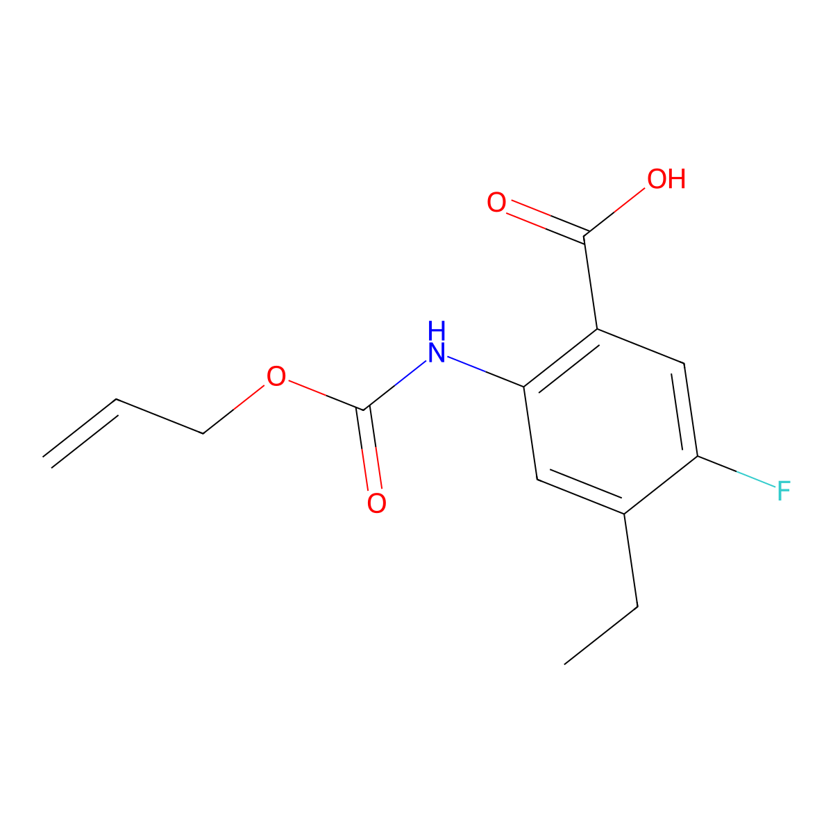 4-Ethyl-5-fluoro-2-{[(prop-2-en-1-yloxy)carbonyl]amino}benzoic acid molecular structure, CAS 2763947-75-5