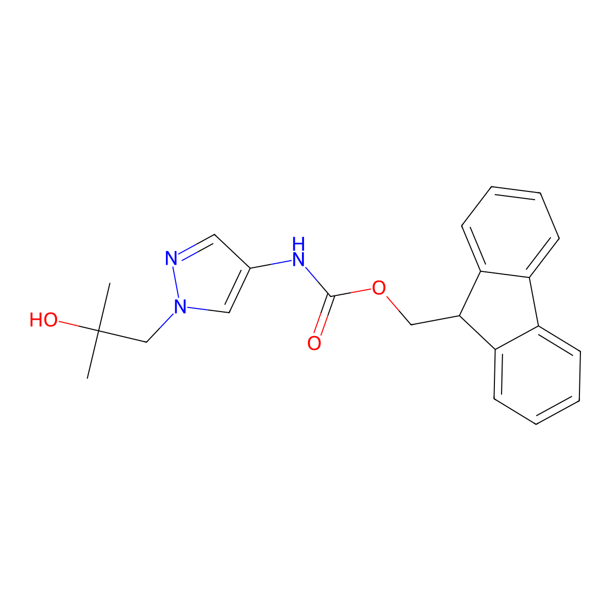 (9H-fluoren-9-yl)methyl N-[1-(2-hydroxy-2-methylpropyl)-1H-pyrazol-4-yl]carbamate molecular structure, CAS 2763947-85-7