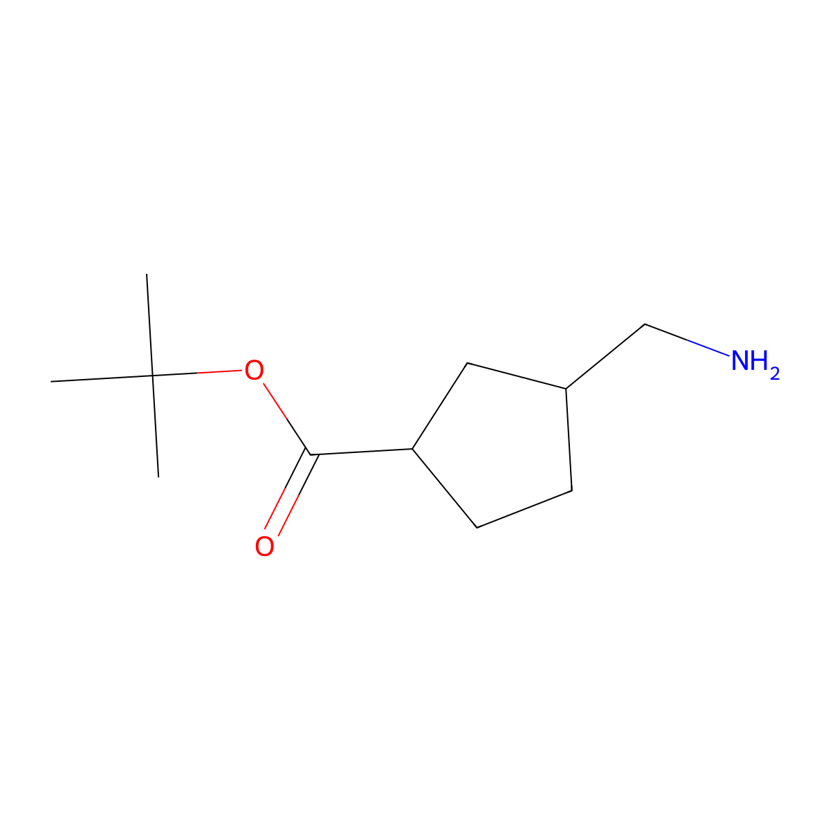 rac-tert-butyl (1R,3S)-3-(aminomethyl)cyclopentane-1-carboxylate molecular structure, CAS 2763947-90-4