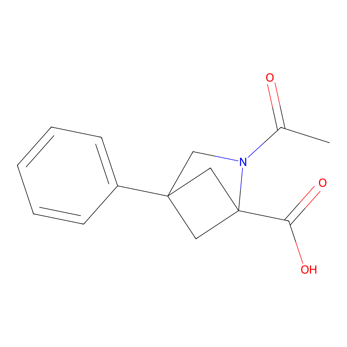 2-Acetyl-4-phenyl-2-azabicyclo[2.1.1]hexane-1-carboxylic acid molecular structure, CAS 2763947-93-7