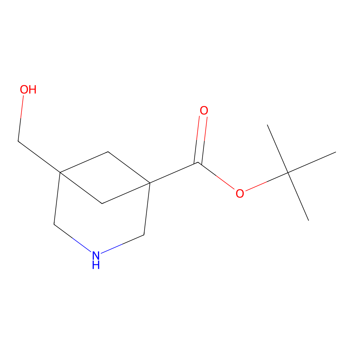 Tert-butyl 5-(hydroxymethyl)-3-azabicyclo[3.1.1]heptane-1-carboxylate molecular structure, CAS 2763948-00-9