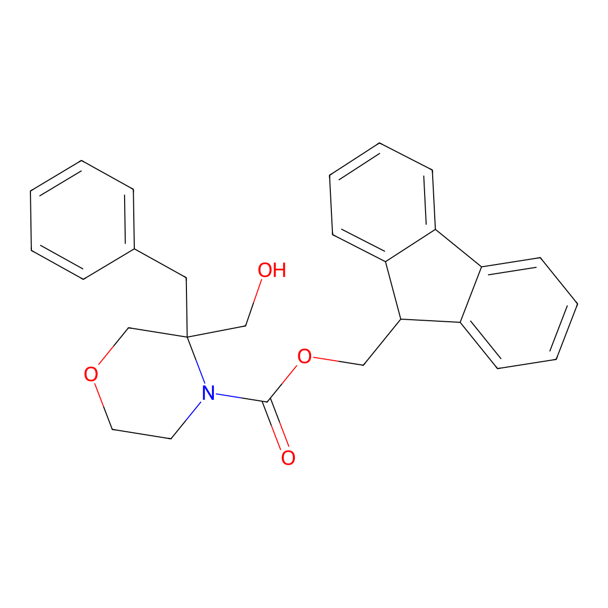 (9H-fluoren-9-yl)methyl 3-benzyl-3-(hydroxymethyl)morpholine-4-carboxylate molecular structure, CAS 2763948-01-0