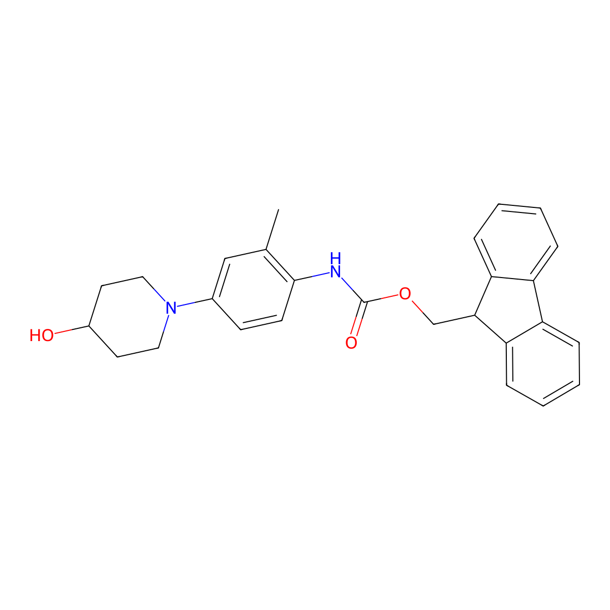 (9H-fluoren-9-yl)methyl N-[4-(4-hydroxypiperidin-1-yl)-2-methylphenyl]carbamate molecular structure, CAS 2763948-04-3