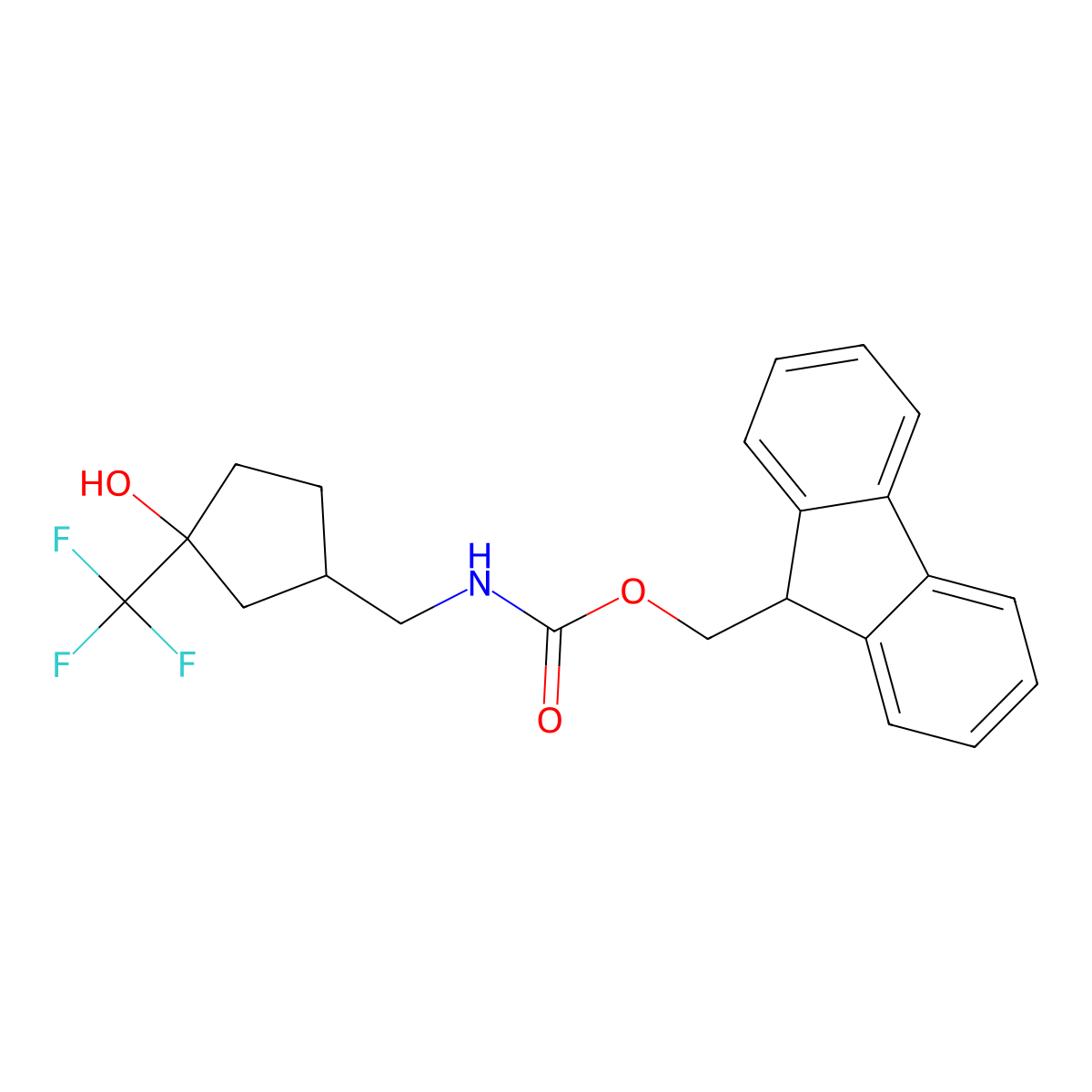 (9H-fluoren-9-yl)methyl N-{[3-hydroxy-3-(trifluoromethyl)cyclopentyl]methyl}carbamate molecular structure, CAS 2763948-11-2