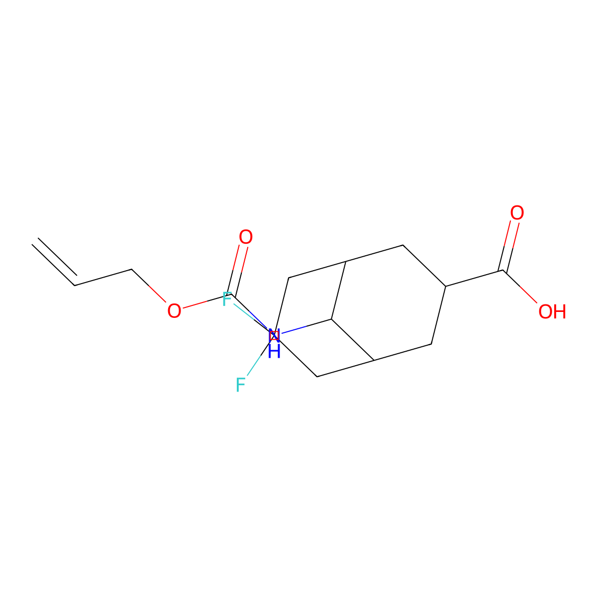 7,7-Difluoro-9-{[(prop-2-en-1-yloxy)carbonyl]amino}bicyclo[3.3.1]nonane-3-carboxylic acid molecular structure, CAS 2763948-15-6