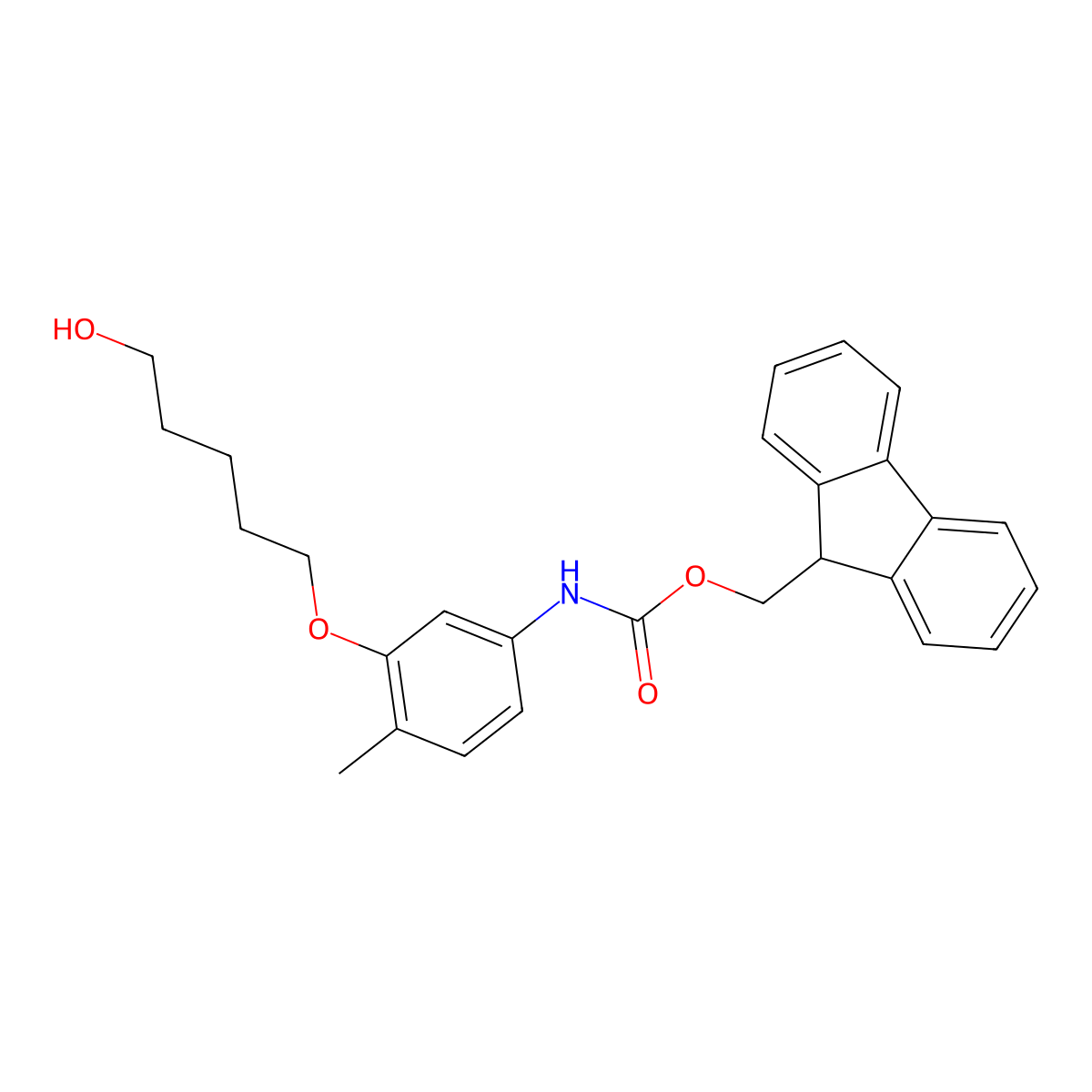 (9H-fluoren-9-yl)methyl N-{3-[(5-hydroxypentyl)oxy]-4-methylphenyl}carbamate molecular structure, CAS 2763948-16-7