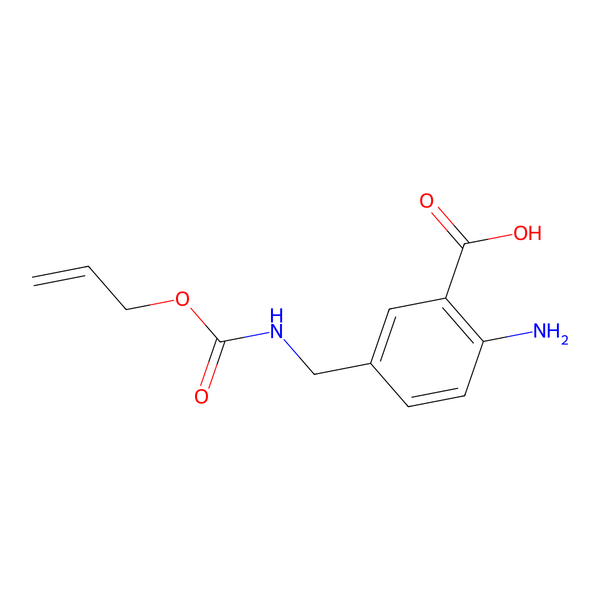 2-Amino-5-({[(prop-2-en-1-yloxy)carbonyl]amino}methyl)benzoic acid molecular structure, CAS 2763948-17-8