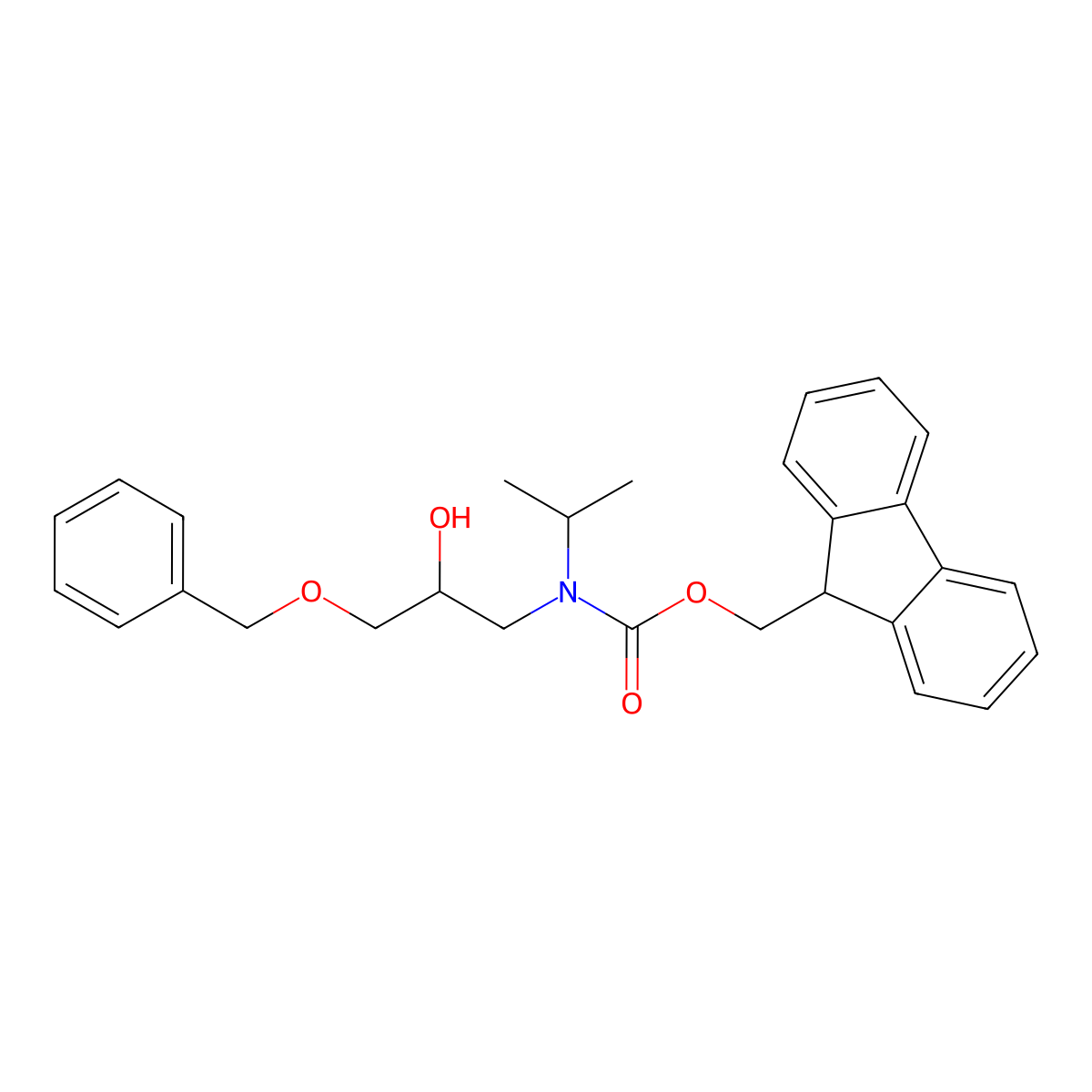 (9H-fluoren-9-yl)methyl N-[3-(benzyloxy)-2-hydroxypropyl]-N-(propan-2-yl)carbamate molecular structure, CAS 2763948-19-0