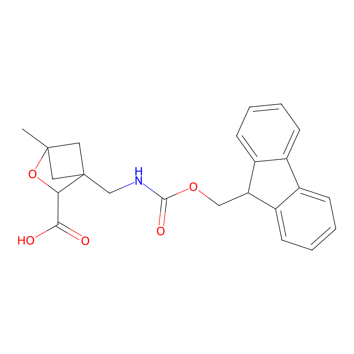 4-[({[(9H-fluoren-9-yl)methoxy]carbonyl}amino)methyl]-1-methyl-2-oxabicyclo[2.1.1]hexane-3-carboxylic acid molecular structure, CAS 2763948-20-3