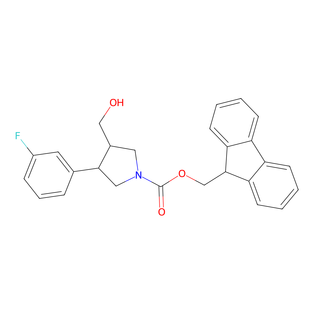 rac-(9H-fluoren-9-yl)methyl (3R,4S)-3-(3-fluorophenyl)-4-(hydroxymethyl)pyrrolidine-1-carboxylate molecular structure, CAS 2763948-22-5