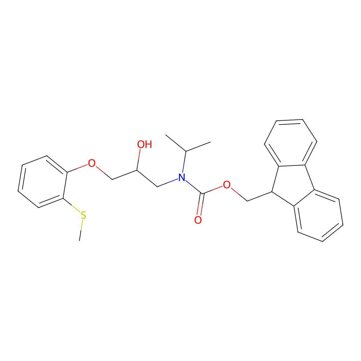 (9H-fluoren-9-yl)methyl N-{2-hydroxy-3-[2-(methylsulfanyl)phenoxy]propyl}-N-(propan-2-yl)carbamate molecular structure, CAS 2763954-62-5