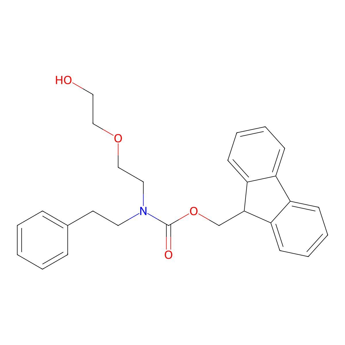 (9H-fluoren-9-yl)methyl N-[2-(2-hydroxyethoxy)ethyl]-N-(2-phenylethyl)carbamate molecular structure, CAS 2763954-64-7