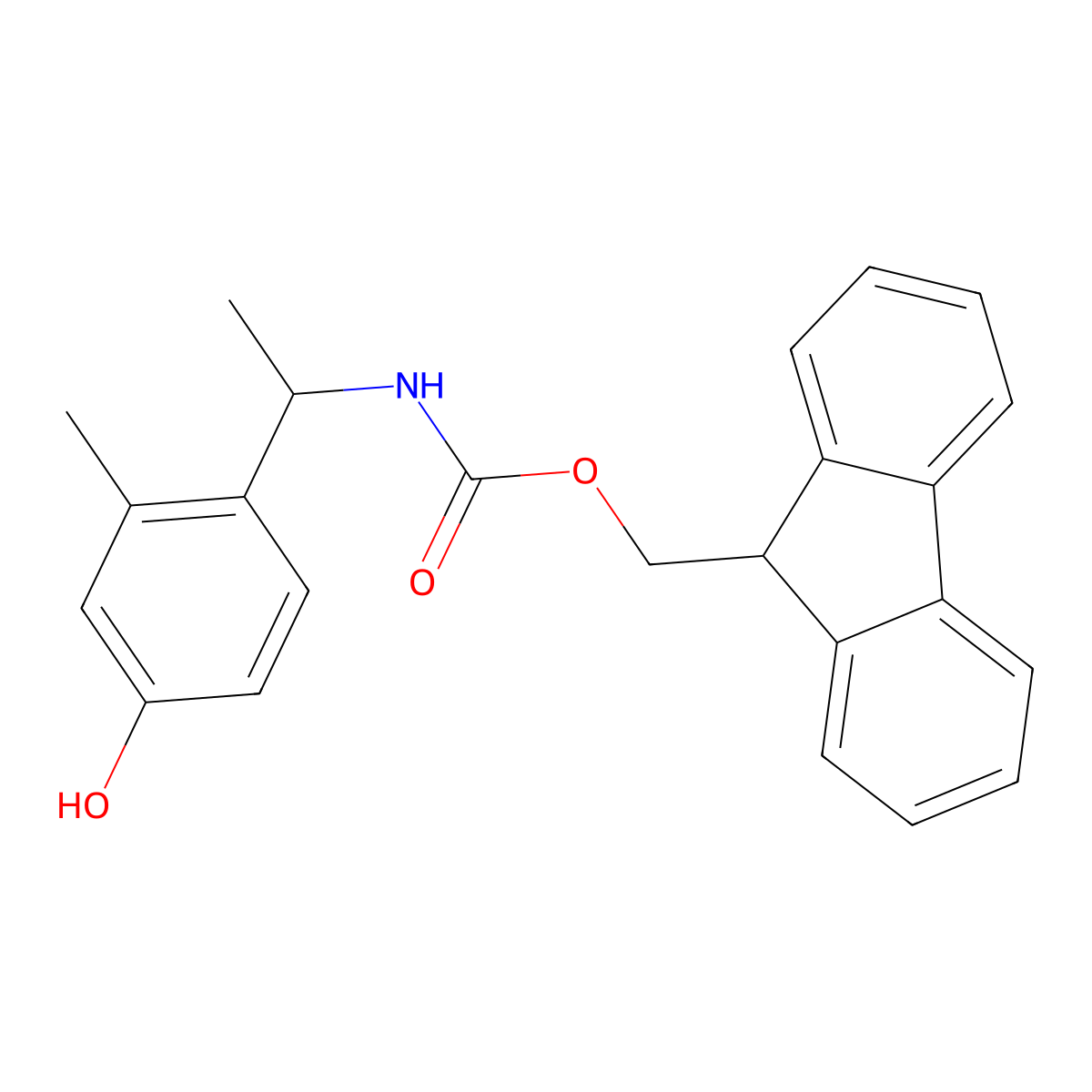 (9H-fluoren-9-yl)methyl N-[1-(4-hydroxy-2-methylphenyl)ethyl]carbamate molecular structure, CAS 2763954-72-7