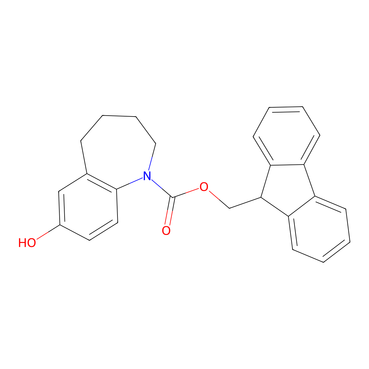 (9H-fluoren-9-yl)methyl 7-hydroxy-2,3,4,5-tetrahydro-1H-1-benzazepine-1-carboxylate molecular structure, CAS 2763954-73-8