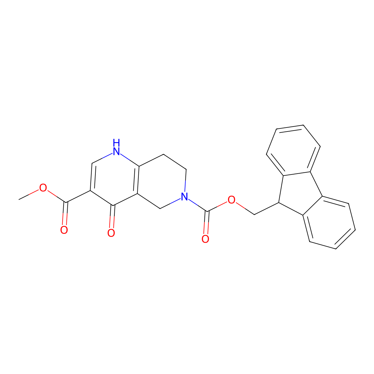 6-(9H-fluoren-9-yl)methyl 3-methyl 4-hydroxy-5,6,7,8-tetrahydro-1,6-naphthyridine-3,6-dicarboxylate molecular structure, CAS 2763954-74-9