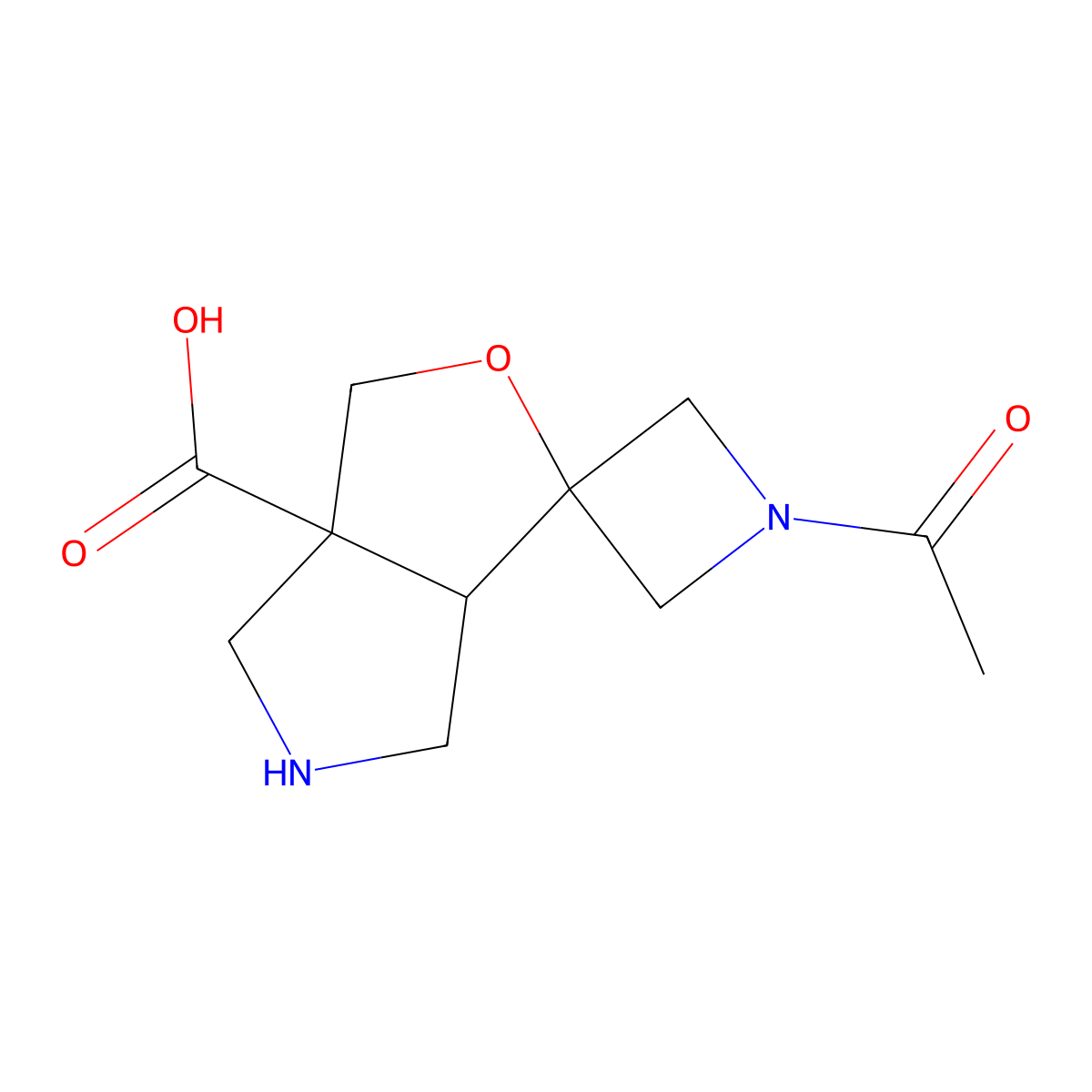 rac-(3'aR,6'aR)-1-acetyl-hexahydrospiro[azetidine-3,1'-furo[3,4-c]pyrrole]-3'a-carboxylic acid molecular structure, CAS 2763954-78-3