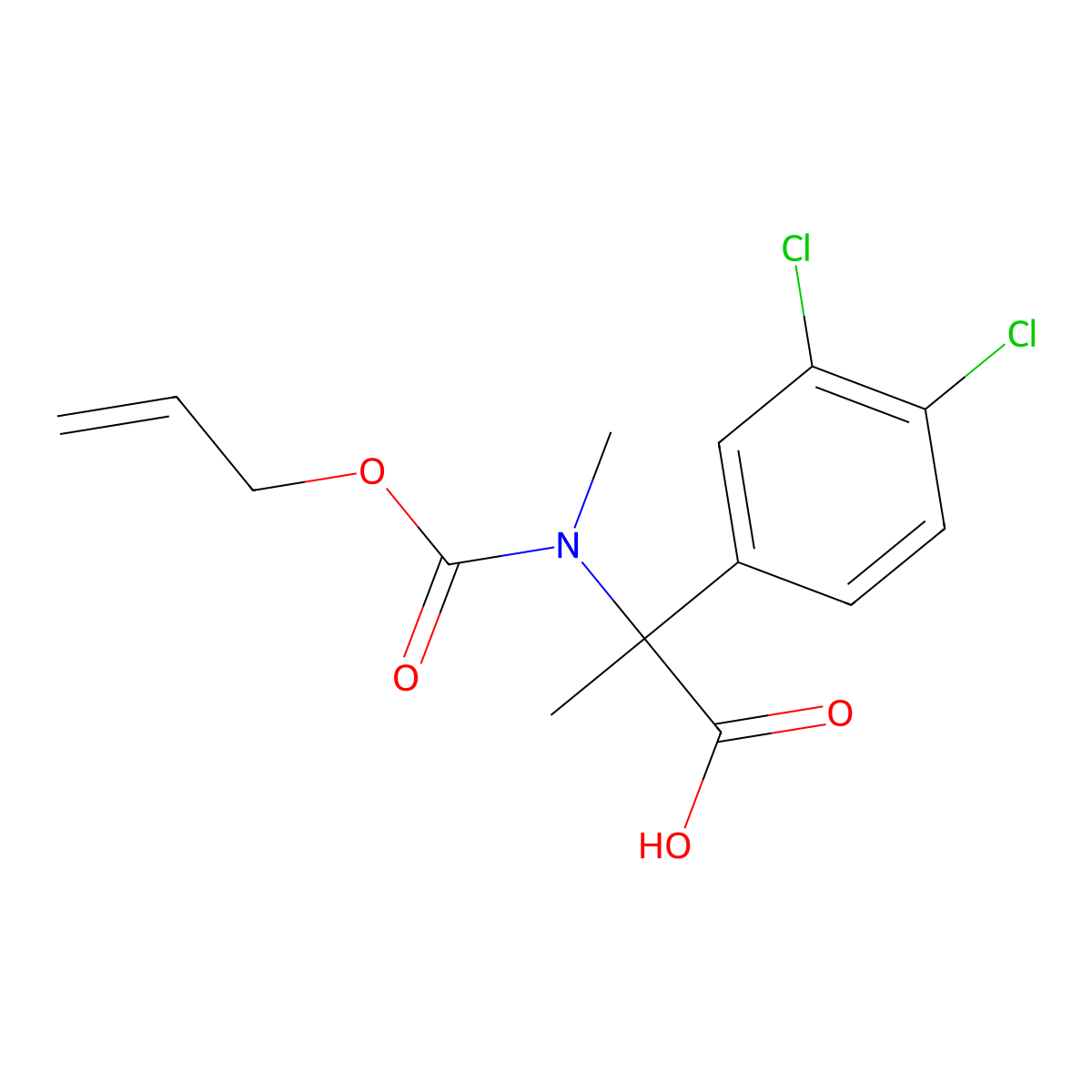 2-(3,4-Dichlorophenyl)-2-{methyl[(prop-2-en-1-yloxy)carbonyl]amino}propanoic acid molecular structure, CAS 2763954-79-4