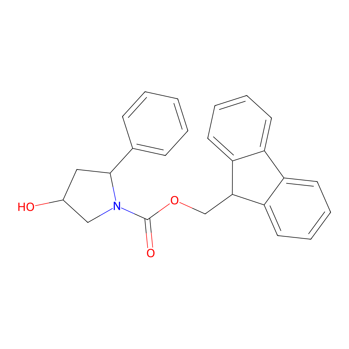 (9H-fluoren-9-yl)methyl 4-hydroxy-2-phenylpyrrolidine-1-carboxylate molecular structure, CAS 2763954-81-8