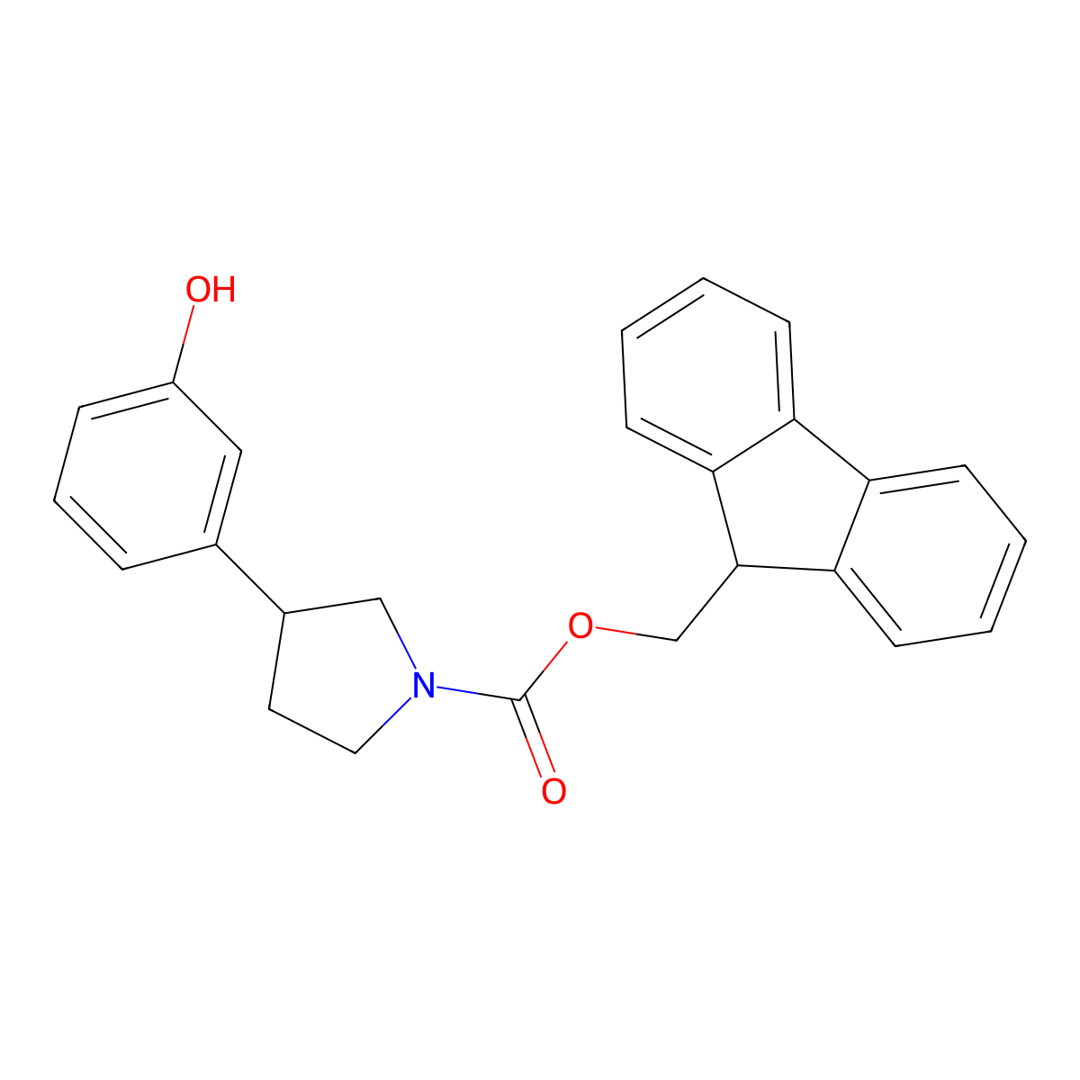 (9H-fluoren-9-yl)methyl 3-(3-hydroxyphenyl)pyrrolidine-1-carboxylate molecular structure, CAS 2763954-84-1