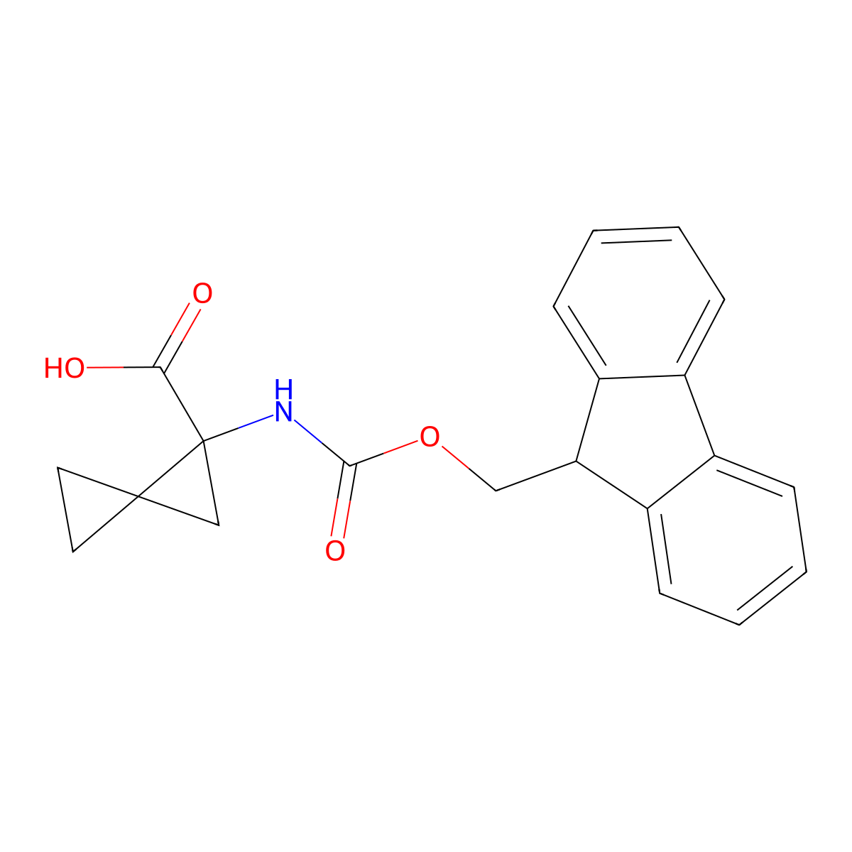 1-({[(9H-fluoren-9-yl)methoxy]carbonyl}amino)spiro[2.2]pentane-1-carboxylic acid molecular structure, CAS 2763954-90-9