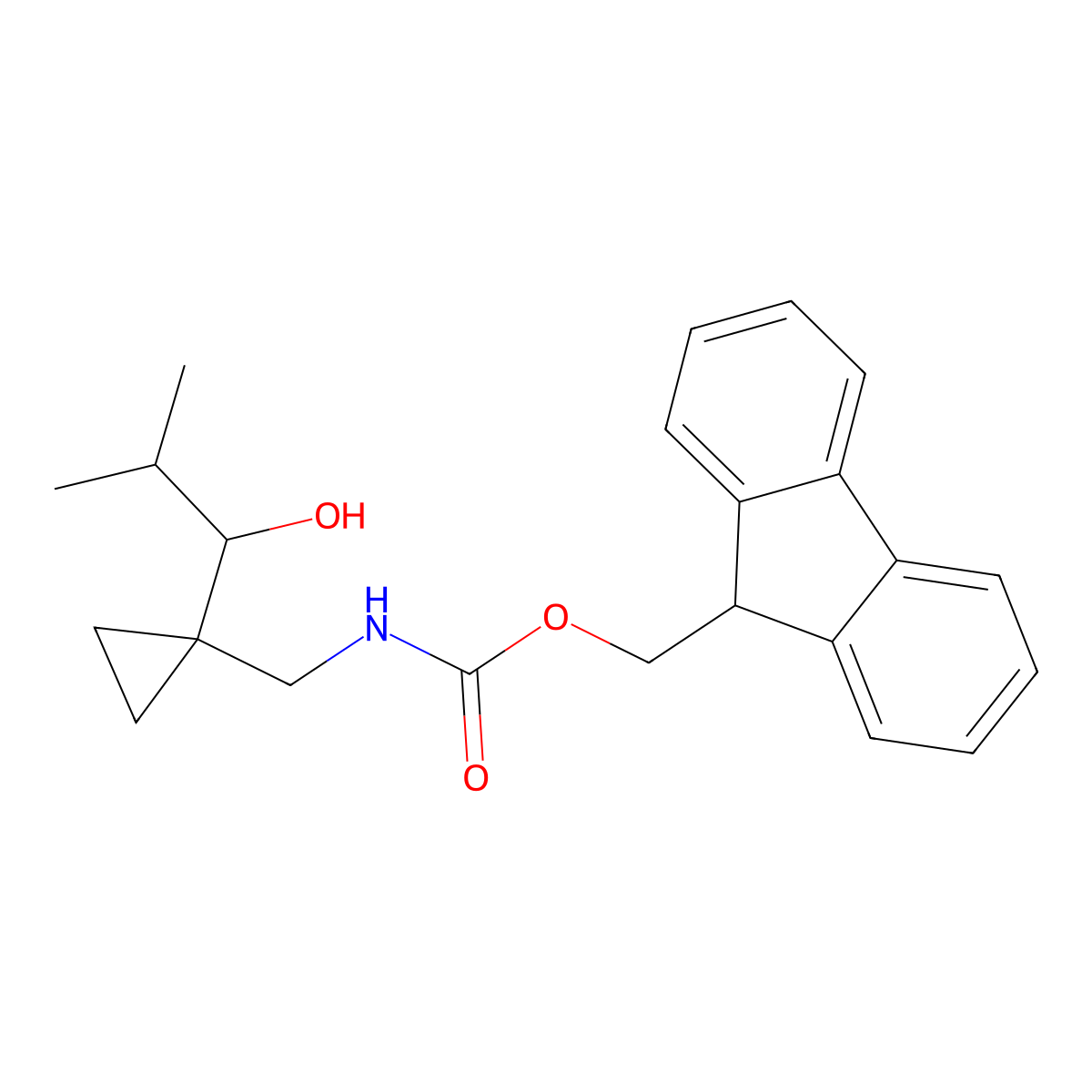 (9H-fluoren-9-yl)methyl N-{[1-(1-hydroxy-2-methylpropyl)cyclopropyl]methyl}carbamate molecular structure, CAS 2763954-99-8