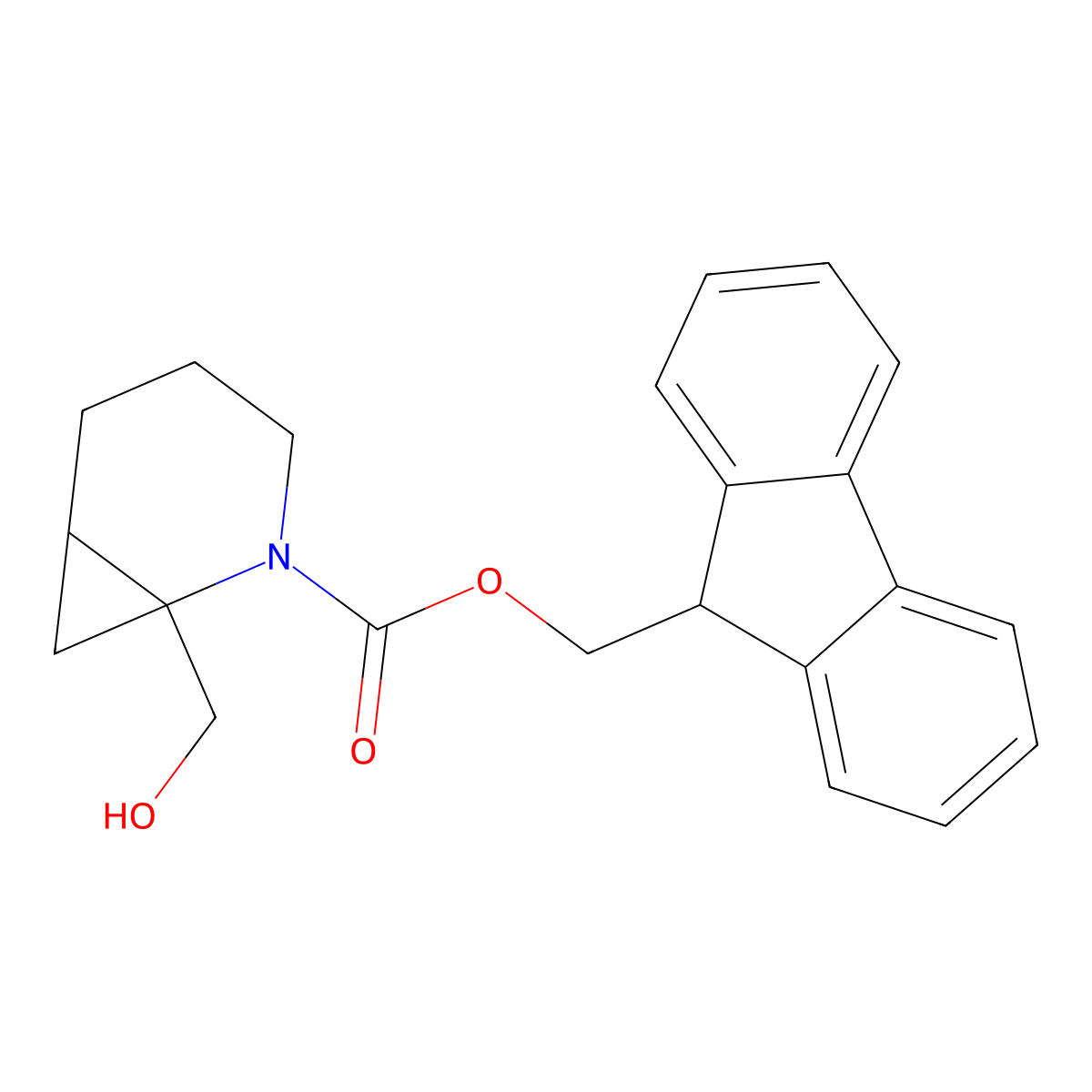 rac-(9H-fluoren-9-yl)methyl (1R,6S)-1-(hydroxymethyl)-2-azabicyclo[4.1.0]heptane-2-carboxylate molecular structure, CAS 2763955-01-5