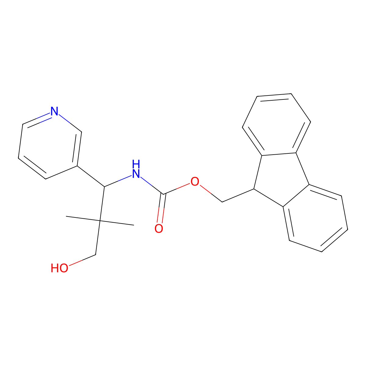 (9H-fluoren-9-yl)methyl N-[3-hydroxy-2,2-dimethyl-1-(pyridin-3-yl)propyl]carbamate molecular structure, CAS 2763955-02-6