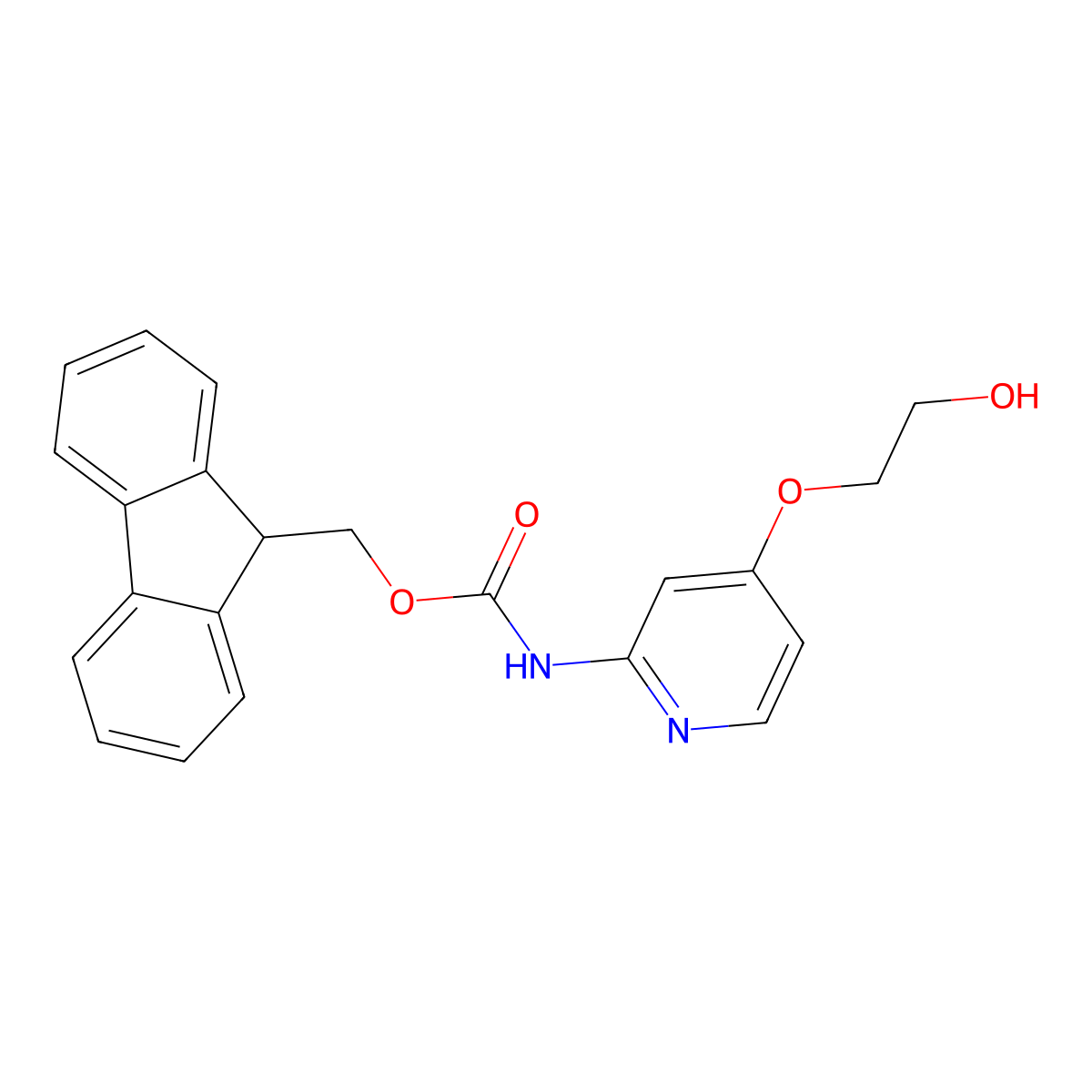 (9H-fluoren-9-yl)methyl N-[4-(2-hydroxyethoxy)pyridin-2-yl]carbamate molecular structure, CAS 2763955-07-1