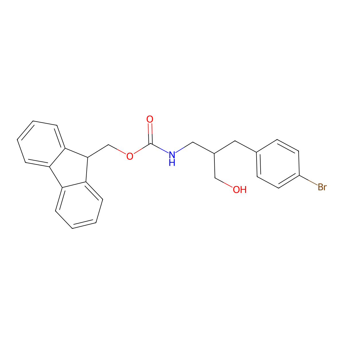 (9H-fluoren-9-yl)methyl N-{2-[(4-bromophenyl)methyl]-3-hydroxypropyl}carbamate molecular structure, CAS 2763955-09-3