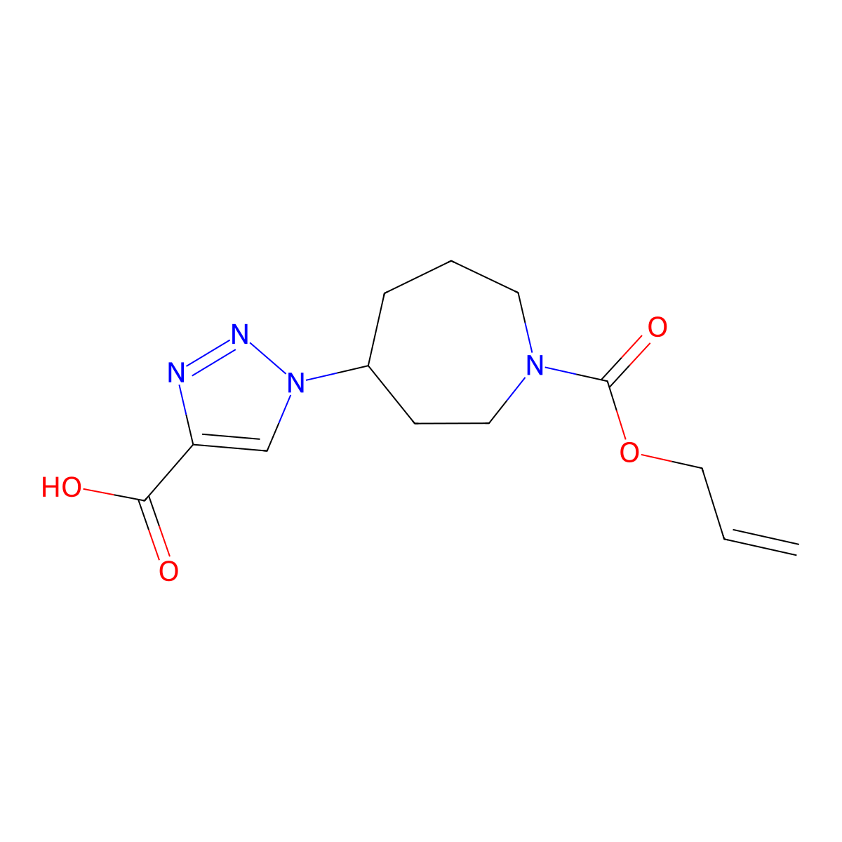 1-{1-[(prop-2-en-1-yloxy)carbonyl]azepan-4-yl}-1H-1,2,3-triazole-4-carboxylic acid molecular structure, CAS 2763955-16-2