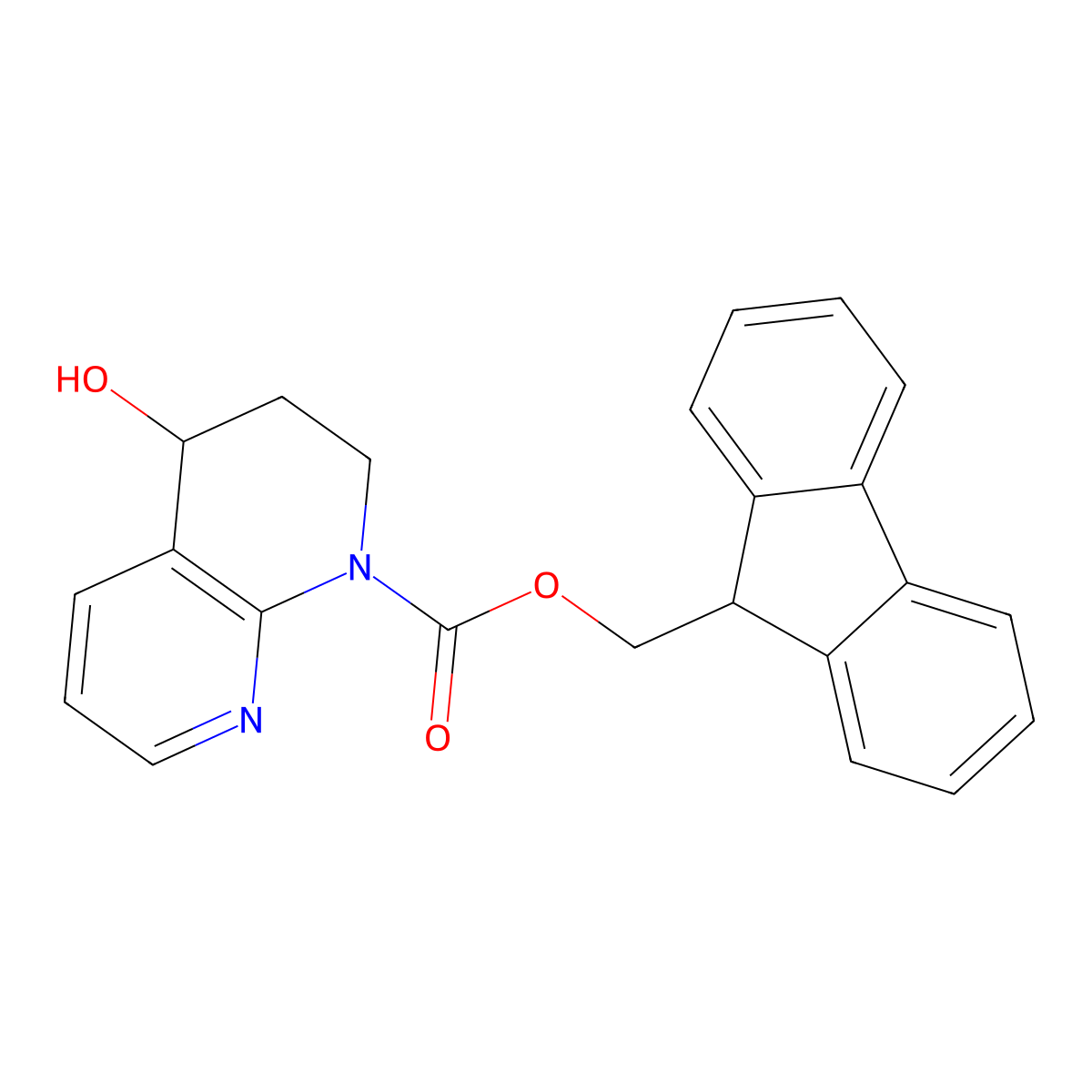 (9H-fluoren-9-yl)methyl 4-hydroxy-1,2,3,4-tetrahydro-1,8-naphthyridine-1-carboxylate molecular structure, CAS 2763955-18-4