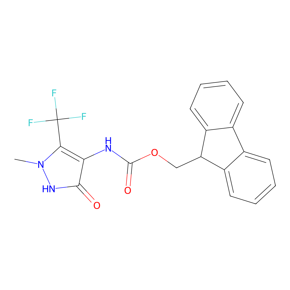 (9H-fluoren-9-yl)methyl N-[3-hydroxy-1-methyl-5-(trifluoromethyl)-1H-pyrazol-4-yl]carbamate molecular structure, CAS 2763955-19-5
