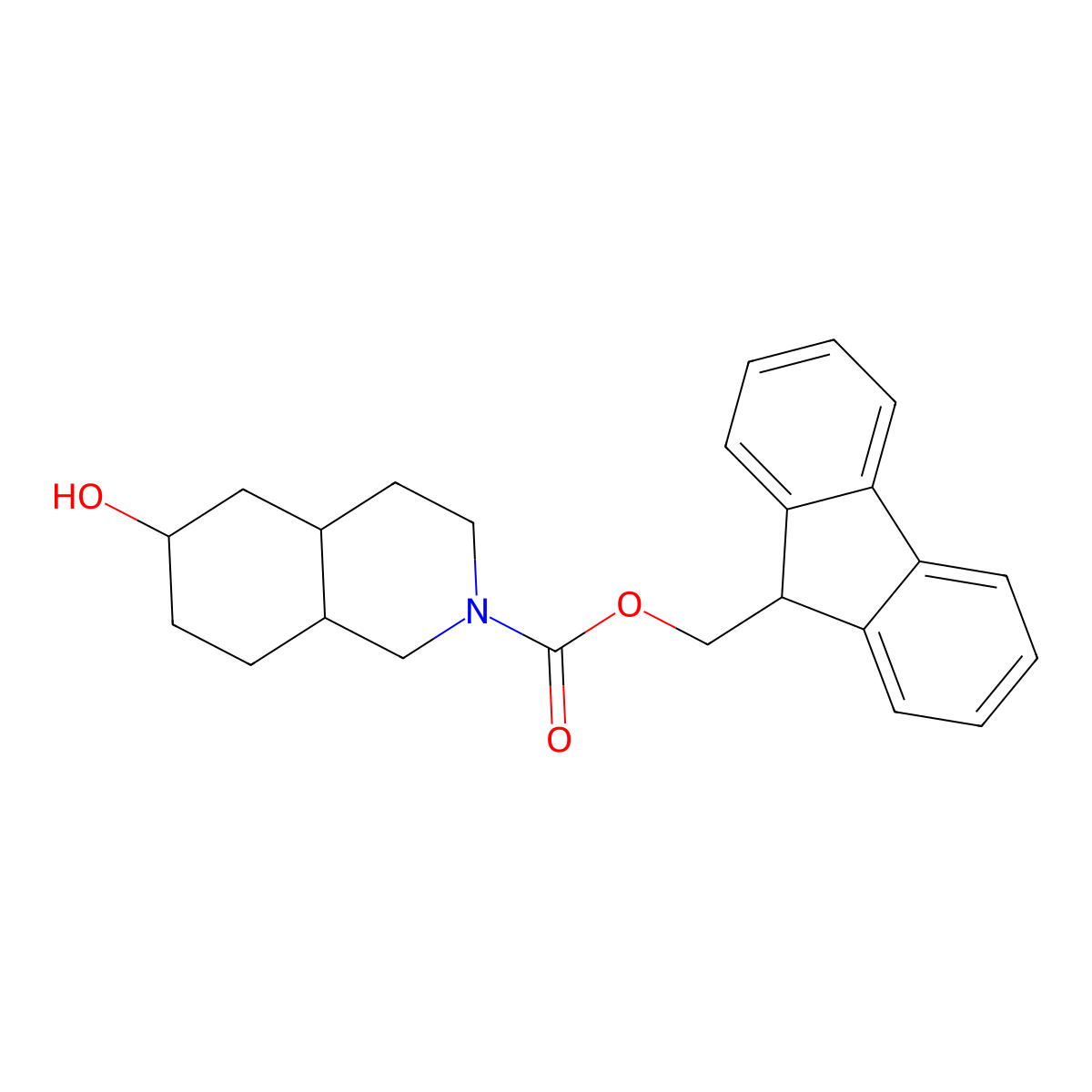 (9H-fluoren-9-yl)methyl 6-hydroxy-decahydroisoquinoline-2-carboxylate molecular structure, CAS 2763955-23-1