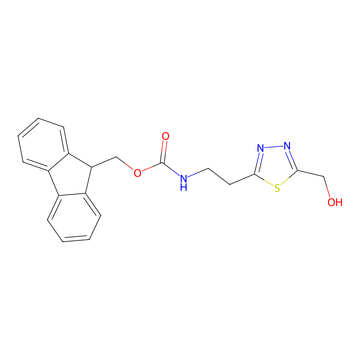 (9H-fluoren-9-yl)methyl N-{2-[5-(hydroxymethyl)-1,3,4-thiadiazol-2-yl]ethyl}carbamate molecular structure, CAS 2763955-27-5